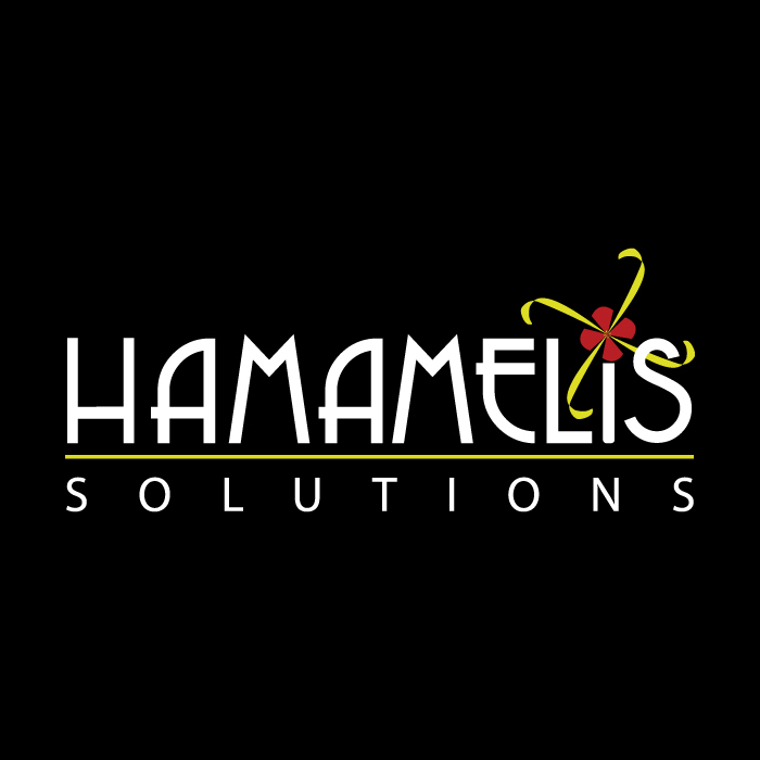 Logo Hamamelis Solutions su sfondo nero
